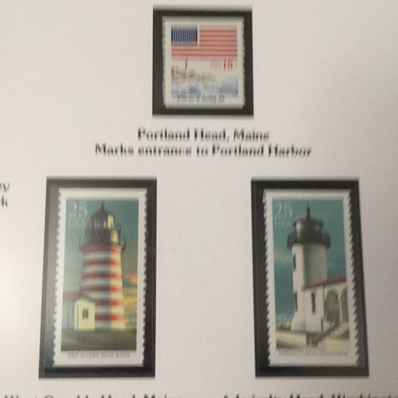 USPS Stamp Art Framed History of USA Lighthouse Stamps Wood Glass Nautical Decor - Picture 5 of 9